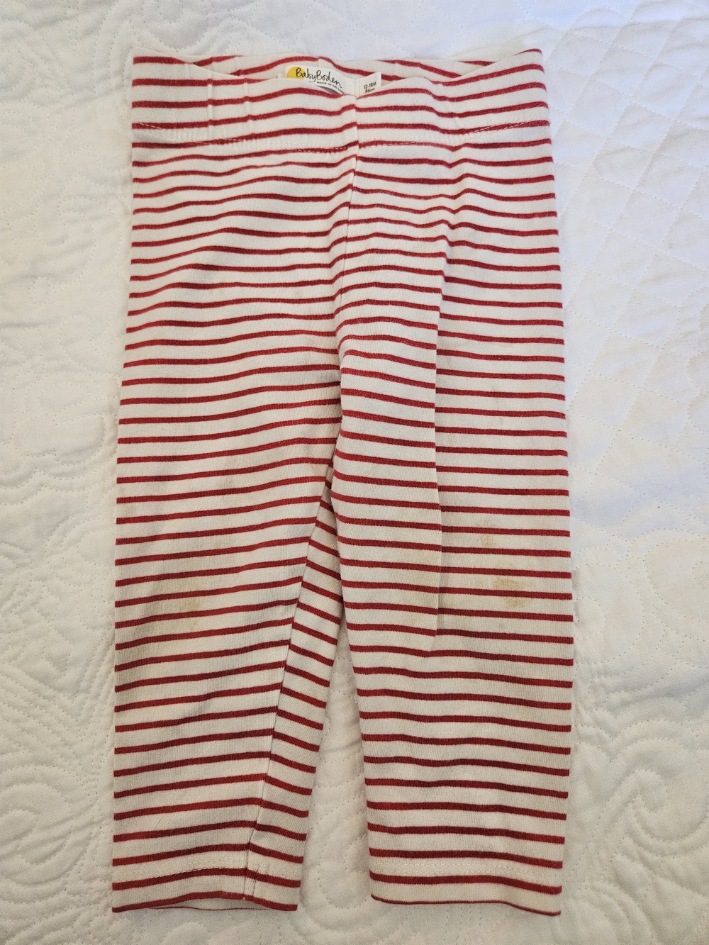 Baby Boden Red and White Striped Leggings
